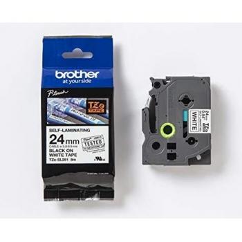 Brother P-Touch TZe Self-Laminating Tape Cassette 24mm x 8m Black on