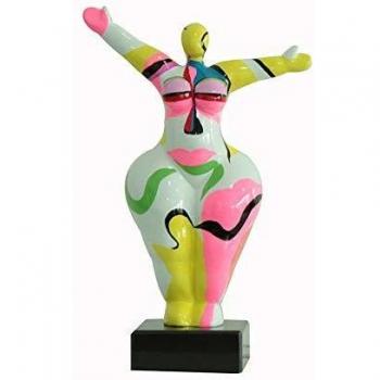 Figure Féminine en Métal 34 cm – Peinture Abstraite