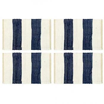 Napperons de Table Chindi Bande Bleu et Blanc