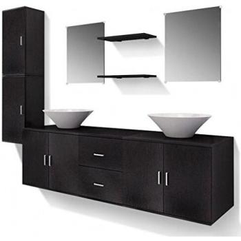 VidaXL 9-Piece Bathroom Furniture and Basin Set in Black