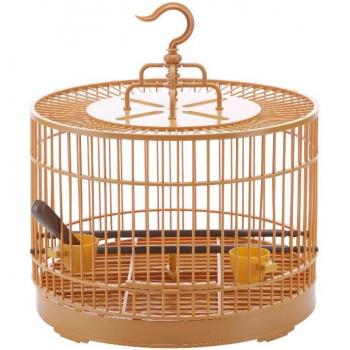 Vintage-Style Ronde Kunststof Vogelkooi met Voedersysteem, Aanpasbaar en Geveerde Luchtcirculatie voor Papegaaien Fokken