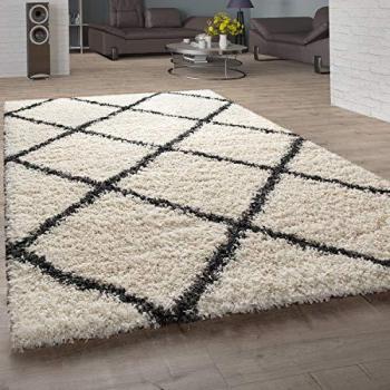 Tapis shaggy 100 cm × 200 cm, motif losange