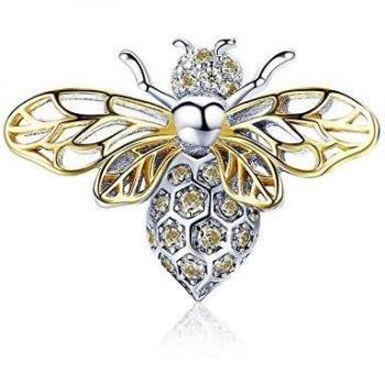 LaMeanrs Charm-Anhänger Biene Tiere Kollektion, aus 925er Sterlingsilber Emaille Cubic Zirkonia, passend für Pandora Europäische Charm Armbänder Halsketten