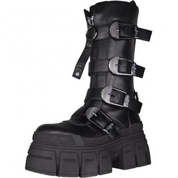 Buffalo Girl Schuhe – Gospher Biker Hi‑Zip Vegan Nappa Black, EU 41