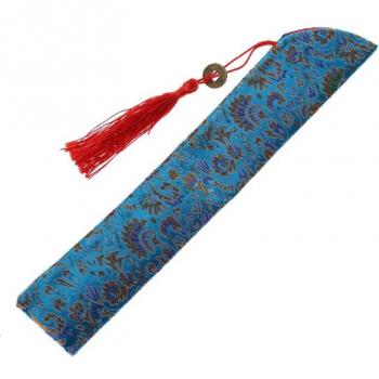 Folding Silk Hand Fan with Dustproof Cover and Tassel Pouch