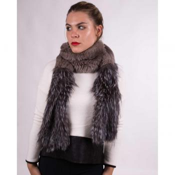 Bufanda de piel natural color piedra MR Complements