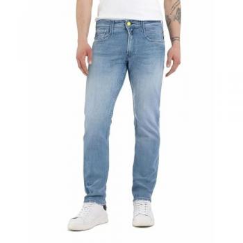 White‑Trim Blue Micro‑Triangle Jeans 30