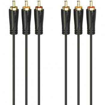 Hama 3m Audio-/Video-Kabel, 3 Cinch-Stecker, vergoldet