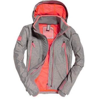 Superdry Velocity Windbreaker Damen, Light Grey, Mega Grit/Shock Coral, Medium