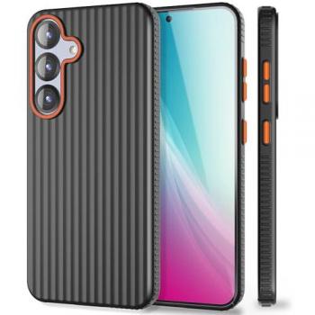 Hardcase Nalia Nova Ultra Fine – Design Ondulare in Metallo Nero (Samsung S25)