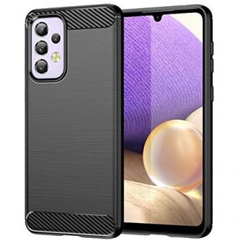 Funda Antigolpes de Silicona Negra para Samsung Galaxy A33 5G con Diseño de Fibra de Carbono