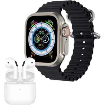 Klack Ultra Smartwatch Blanco Pro5 con auriculares inalámbricos y dos correas