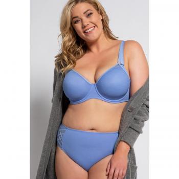 Plus Size Women's Underwire Bra, Polka Dot Mesh, Larissa Fit, 44C, Blue, Synthetic Fibers/Spandex