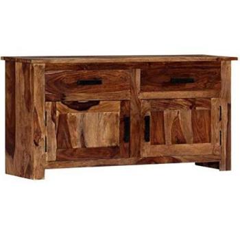 Bureau en Bois de Sesham massif et cuir véritable 117x50x76 cm