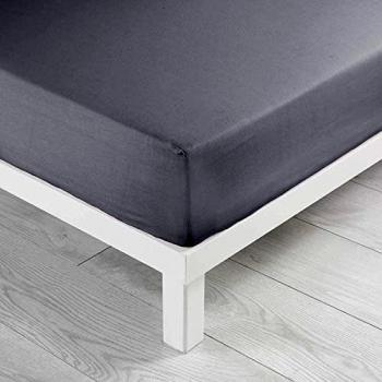 Douceur d'intérieur Drap Housse Uni Coton 57 Fils Gris Souris 140 x 190 cm