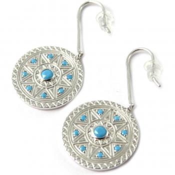 N7690 Silver Turquoise Navajo Earrings