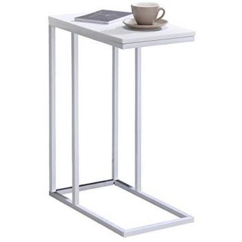 Table d’appoint DEBORA – Design industriel, plateau MDF blanc, châssis métal blanc