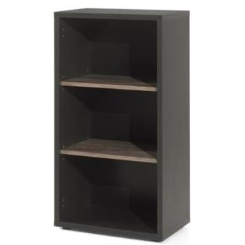 Bibliothèque 2 étagères chêne vieilli et noir