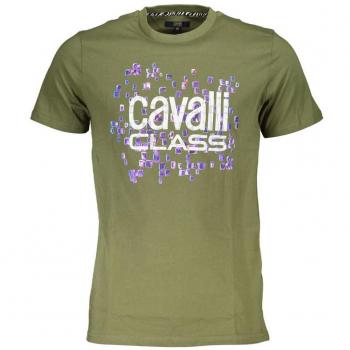 Cavalli Klasse Grünes T-Shirt mit Design