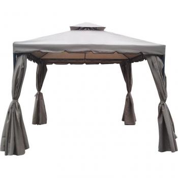 VerdeLook Gazebo Roma 3x3 Alluminio con Doppio Tetto e Teli Laterali Beige