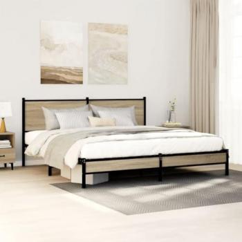 VidaXL Metallbettgestell Sonoma-Eiche 160x200 cm