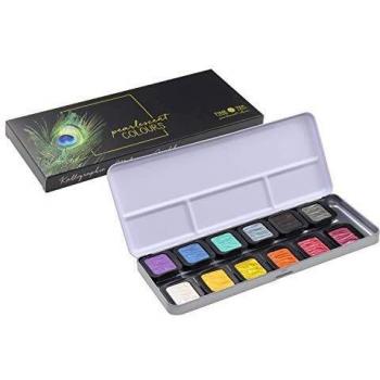 Finetec F1200 12 deckende Perlglanzfarben (Ø 30mm) im Metallkasten