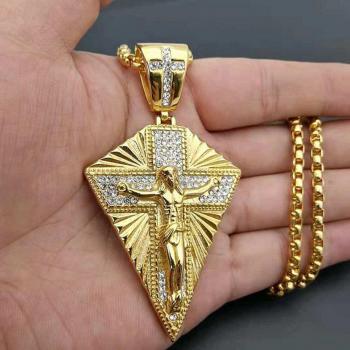 Große Herren Halskette mit Jesus Kreuz