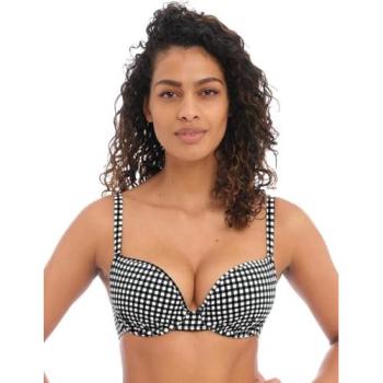 Freya Check-In Moulded Bikini Swim Top, Monochrome, Plus Size 36F