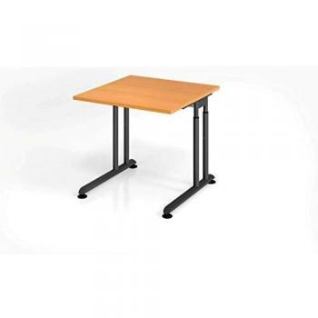 Eleganter C-Fuß Bürotisch 80x80cm aus Buche und Graphit