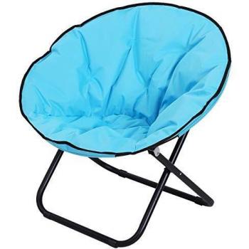 Outsunny Fauteuil Rond de Jardin Lune Pliable – Couleur Bleu Oxford, 80×80×75 cm