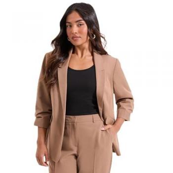 Petite Mocha Blazer with Ruched Sleeves – Dorothy Perkins