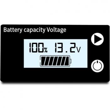 8V-100V Battery Capacity Indicator and Digital Voltmeter with Temperature Monitor
