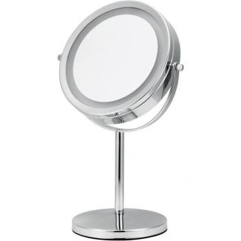 Folding LED Makeup Mirror with 5-10x Zoom and Dual-Sided Reflection