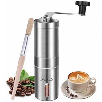 Home & Office Manual Coffee Grinder – Stainless Steel, Adjustable Ceramic Conical Burr, Spices Brush