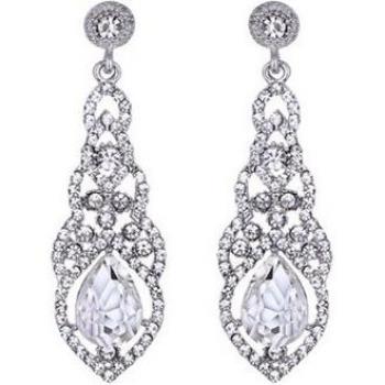 Blue Zircon Long Bridal Earrings
