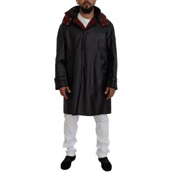 Dolce & Gabbana Black Hooded Cotton Trench Parka Jacket