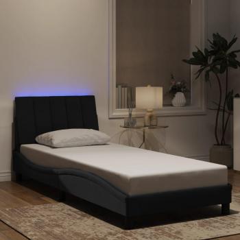 90x190 cm Black Velvet Bed Frame with LED