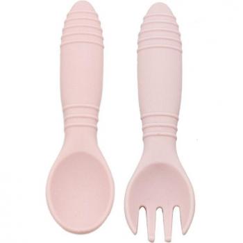 Plato y cubiertos para niños, conjunto de 2 piezas, silicona segura