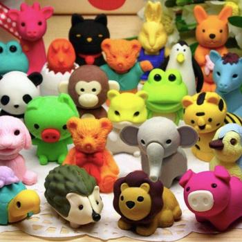 Cute Animal Design Eraser 3 Pieces Set for School Stationery