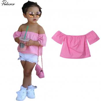 Camiseta de manga corta para bebés, blusa rosa lisa de verano de 1 a 6 años