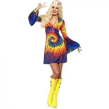 Smiffys Retro-Flower-Power Damenkleid – 70er Jahre, L (44/46) – Vintage‑Klassiker