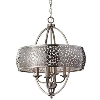 Metallic Four‑Light Brushed Steel Chandelier