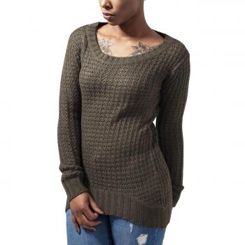 Long‑Neck Olive Knitted Sweater – Urban Classic
