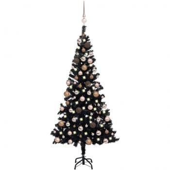 LED-julgran 150 cm med svarta kulor