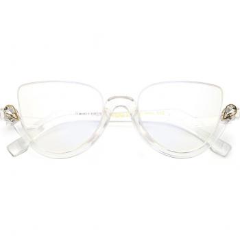Ópticas clásicas Peekaboo, gafas de ojo de gato, medio marco, cristal transparente, para mujer, color negro