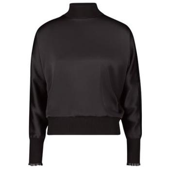 Damen Strickpullover ZERO mit glänzender Vorderseite, Größe 38, schwarz