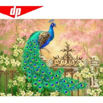 Gold Feather Peacock Diamond Painting – 20×30 cm Full Set