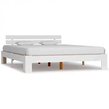 VidaXL Bed Frame White Solid Pine Wood 160x200 cm