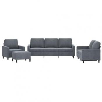 Sofá Estilo Lounge Cinza Escuro – Conjunto 4