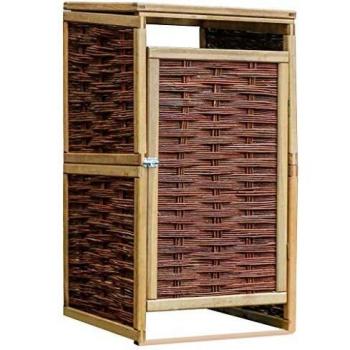 VidaXL Box per una pattumiera in legno di pino e vimini